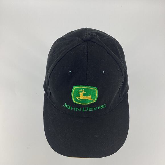 John Deere Adjustable Size Cap Hat Black Green Yellow 146 - Picture 2 of 8